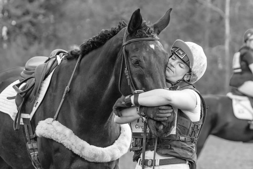 Sophie Callard Hugging her horse Cooley Killaloe