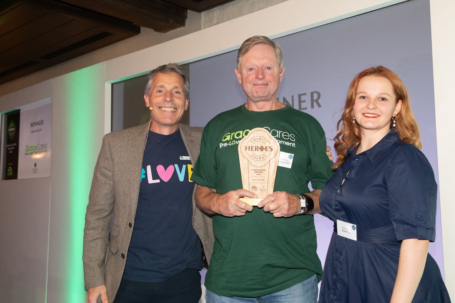 Grace Cares CIC receiving their Charity Heroes awards