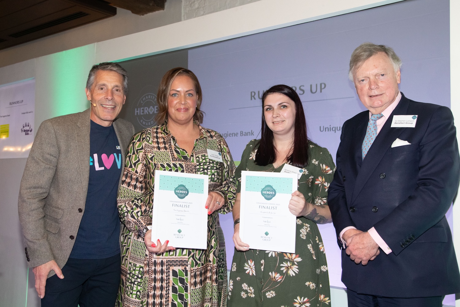 Dr Andy Cope, sir Stephen Lamport and representatives from the Colleagues choice charities