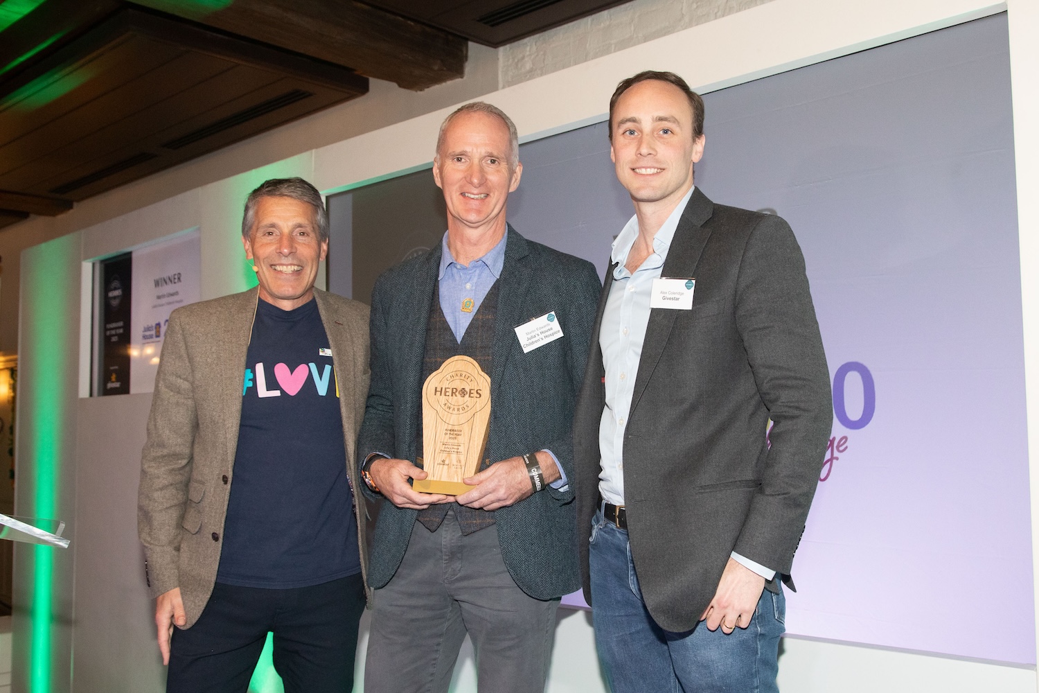 Martin Edwards, Julia’s House Limited receiving their Charity Heroes Award