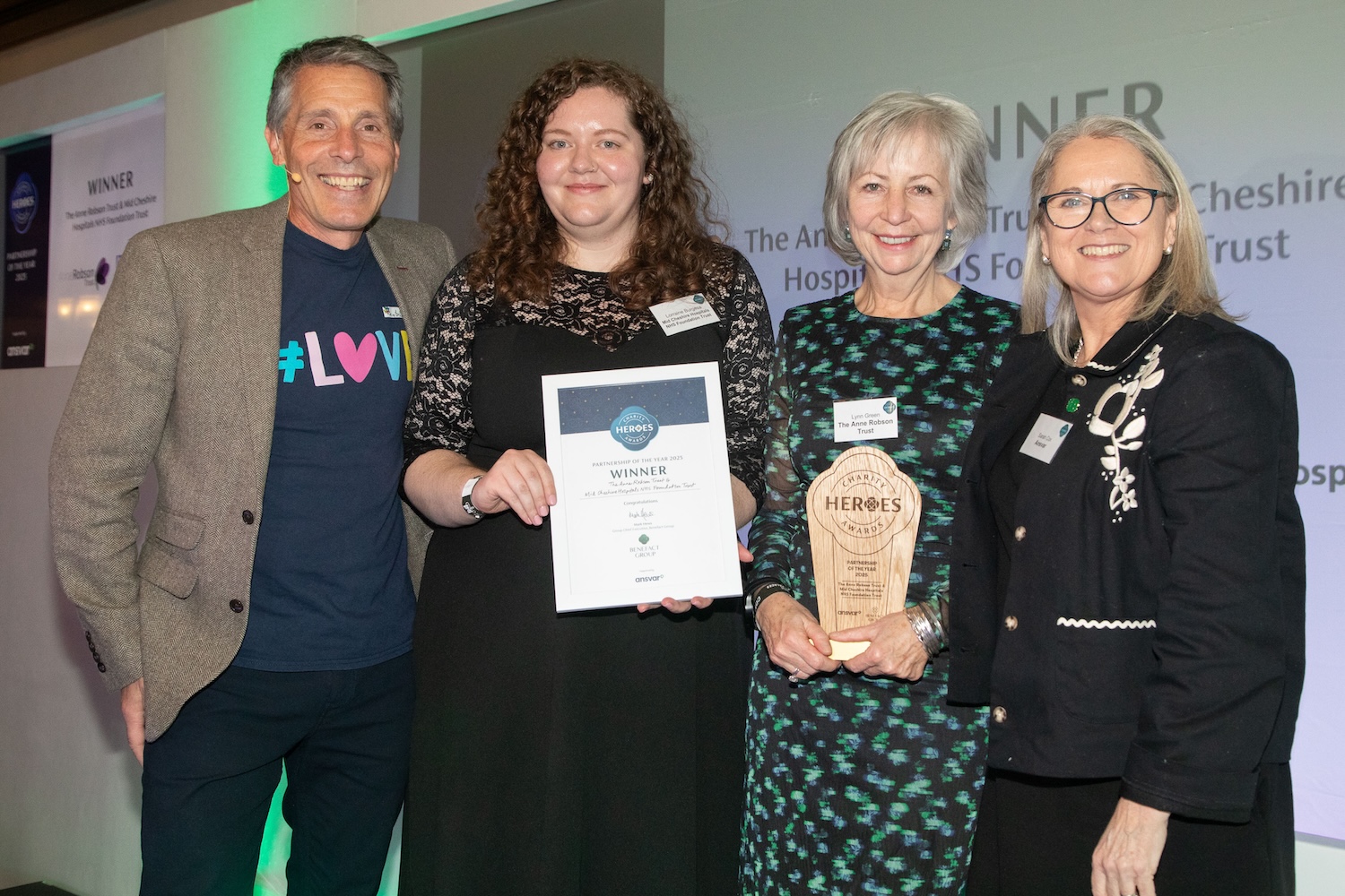The Anne Robson Trust & Mid Cheshire Hospitals NHS Foundation Trust receiving their Charity Heroes award