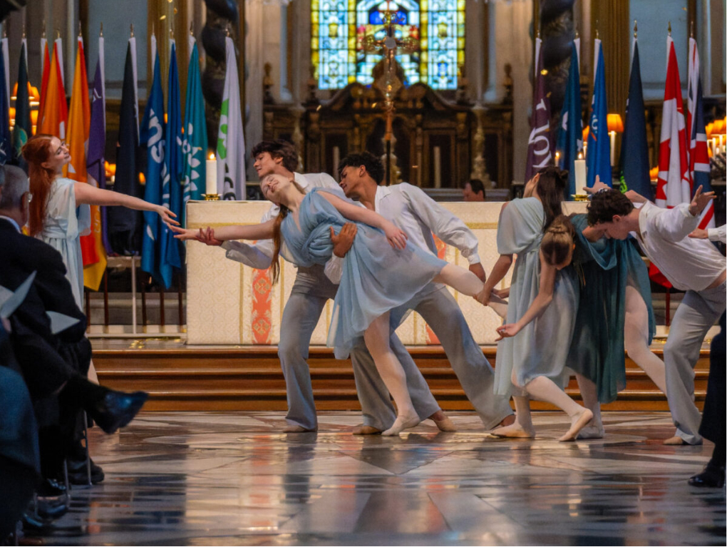 The Royal Ballet School perform a dance, choreographed by Layla (final year student), to the piano composition ‘Bluebird’ by Alexis Ffrench (b.1970).