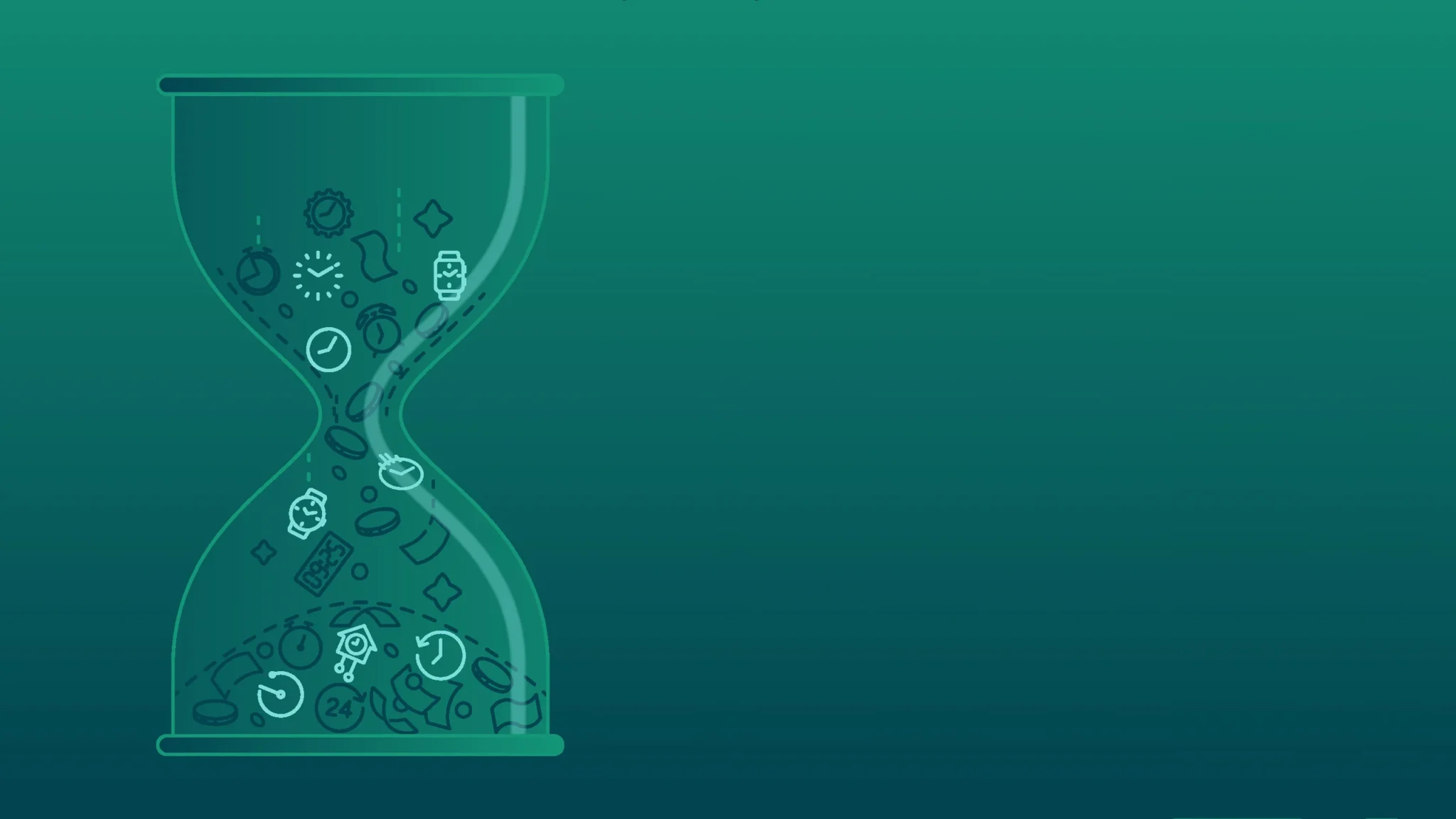 hour glass with icons